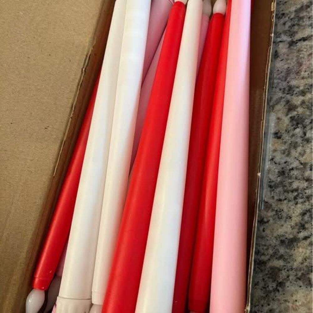 12 pcs red , pink and white flamless candles -battery operated and smokelesssafe